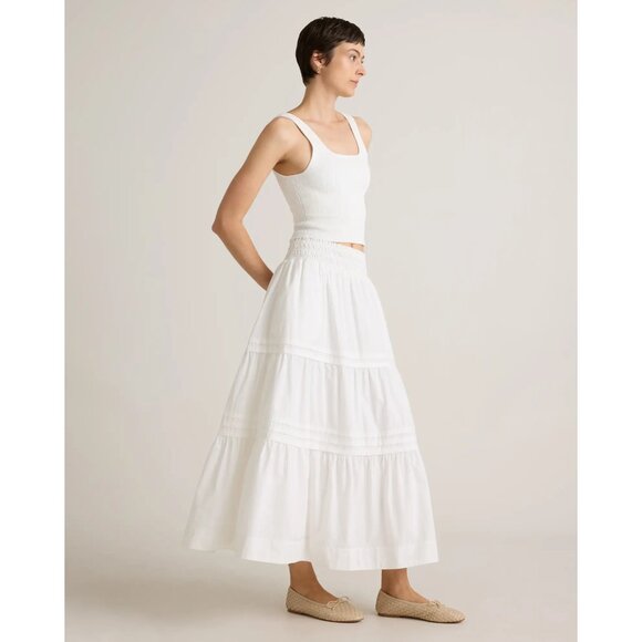 NWT Philosophy Republic (Quince) Cotton Poplin Tiered Maxi Skirt in White - Picture 4 of 16
